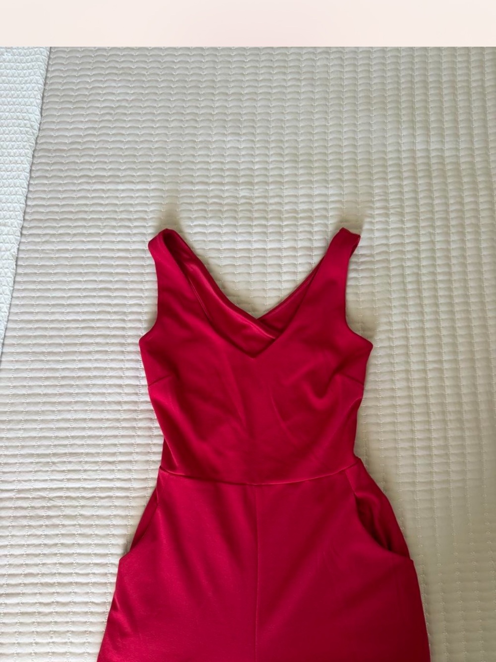 Bright Red V-Neck Sleeveless Jumpsuit